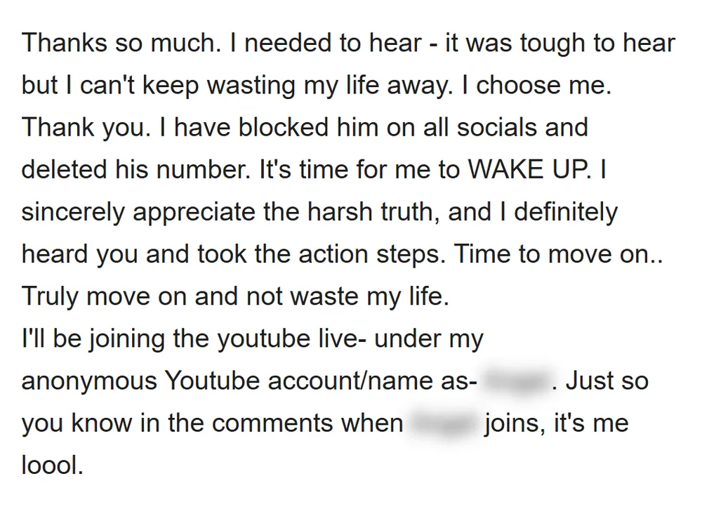 Real email from Shaylin, thanking Tomisin for his private advice (email address hidden)