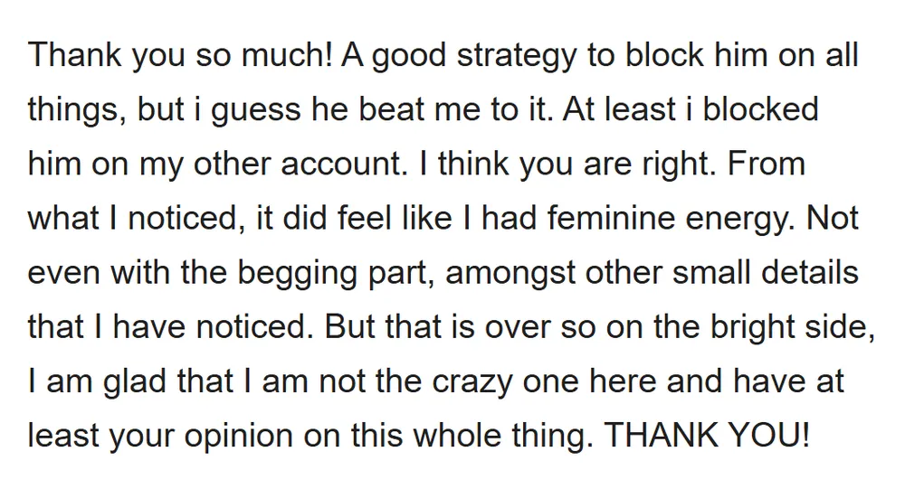 Real email from Ana, thanking Tomisin for his private advice (email address hidden)