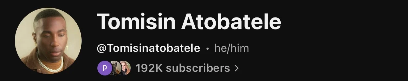Tomisin's real YouTube profile (@Tomisinatobatele), showing 192K subscribers